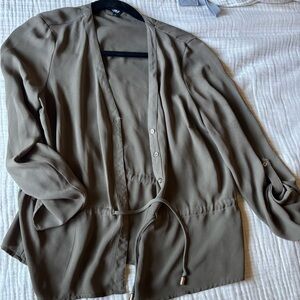 G by Guess Olive Green Button-Up Blouse